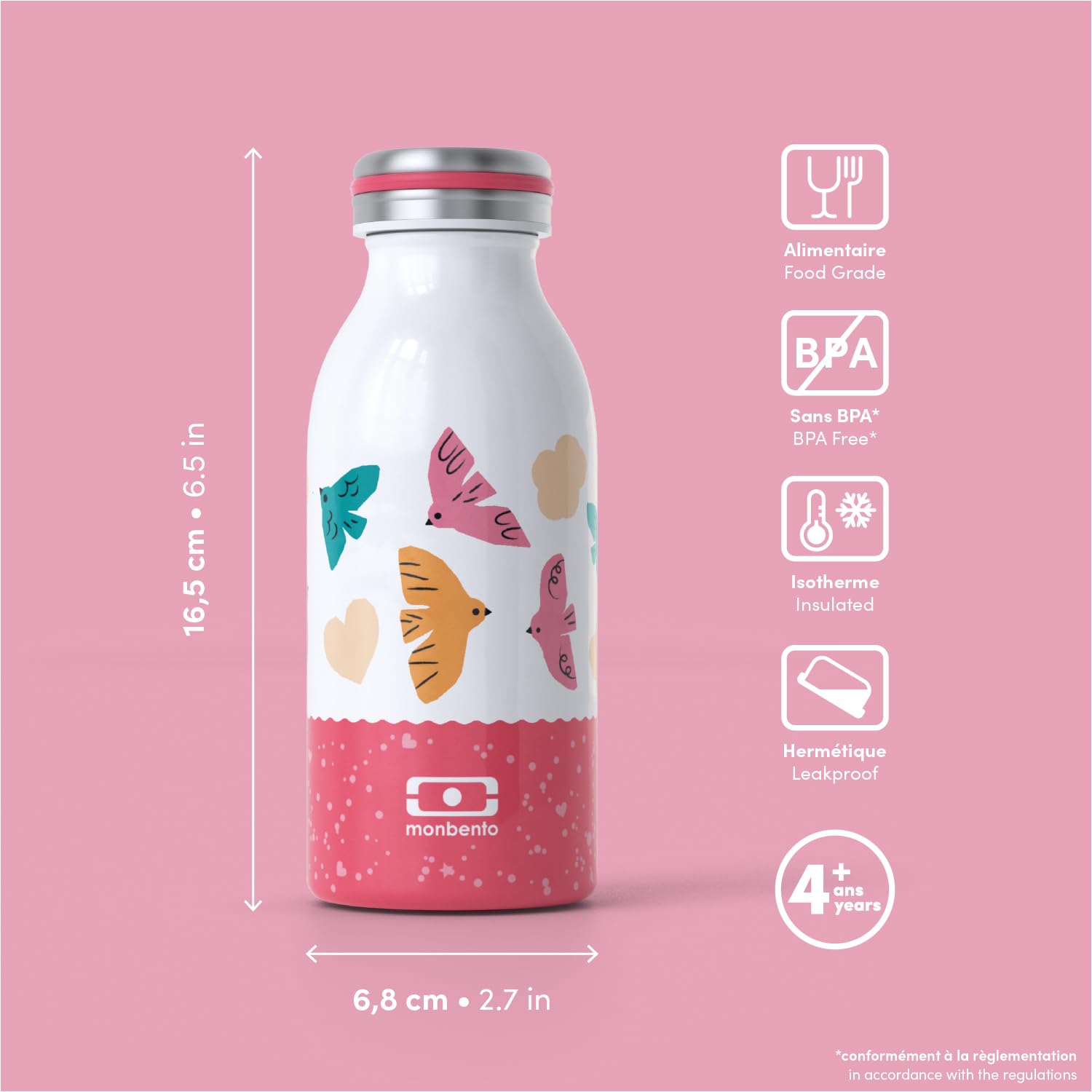 monbento-mb-cooly-gourde-isotherme-enfant-350ml-rose-birds-inox image 4
