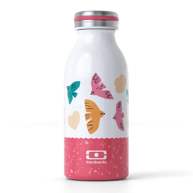 monbento-mb-cooly-gourde-isotherme-enfant-350ml-rose-birds-inox image 1
