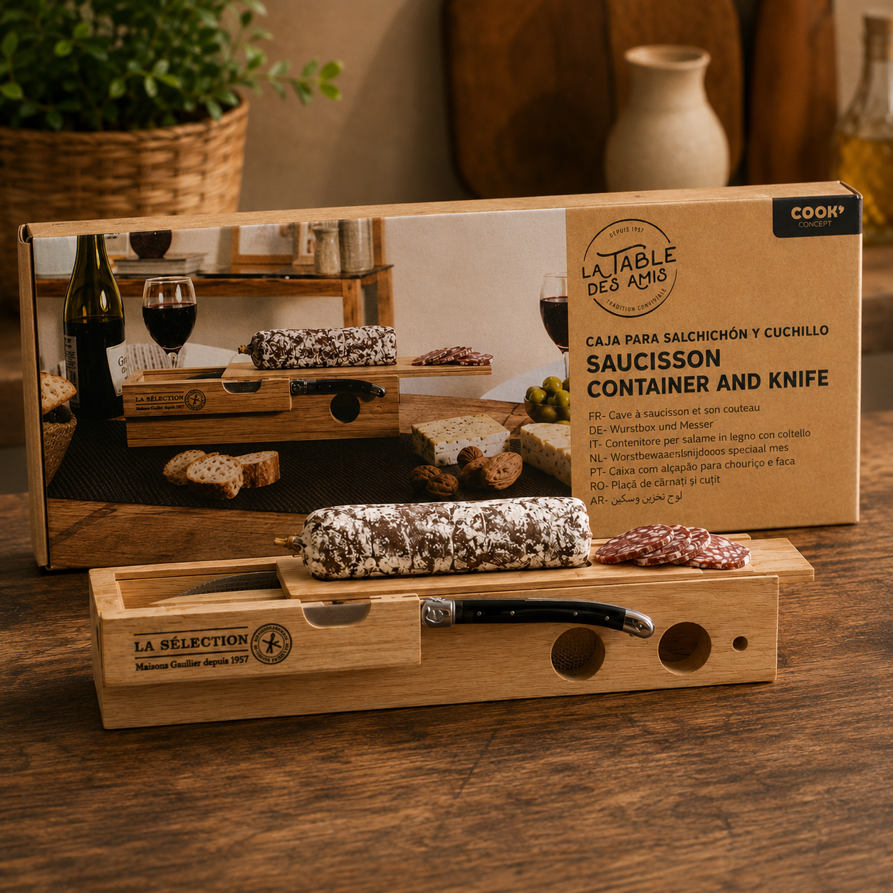 cave-saucisson-bois-32-cm-avec-couteau-accessoire-ap-ro image 2