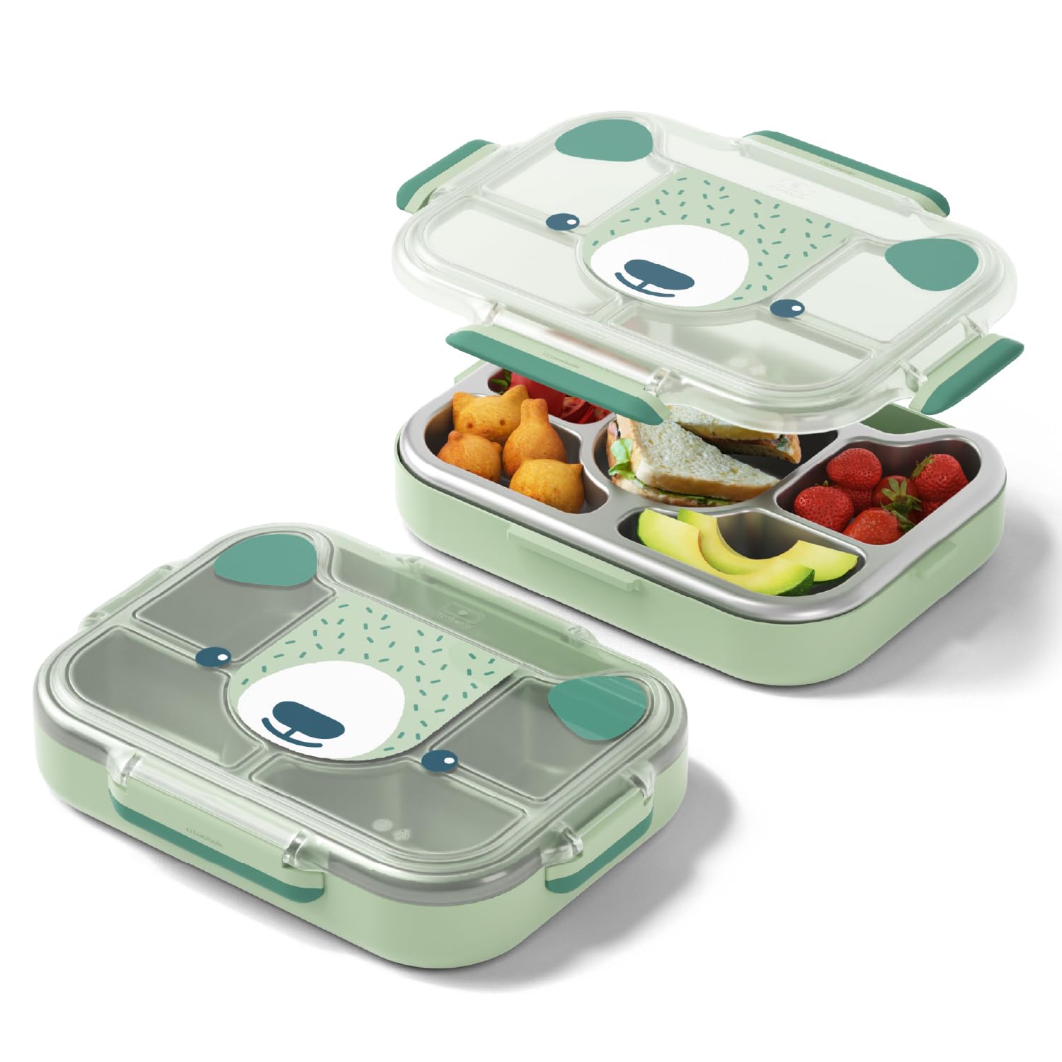 monbento-wonder-bear-lunch-box-enfant-950ml-vert-ours-inox image 1