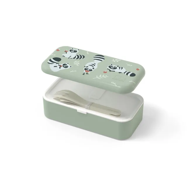 mon-bento-mb-foodie-lunch-box-enfant-raccoon-500-ml-couverts image 1