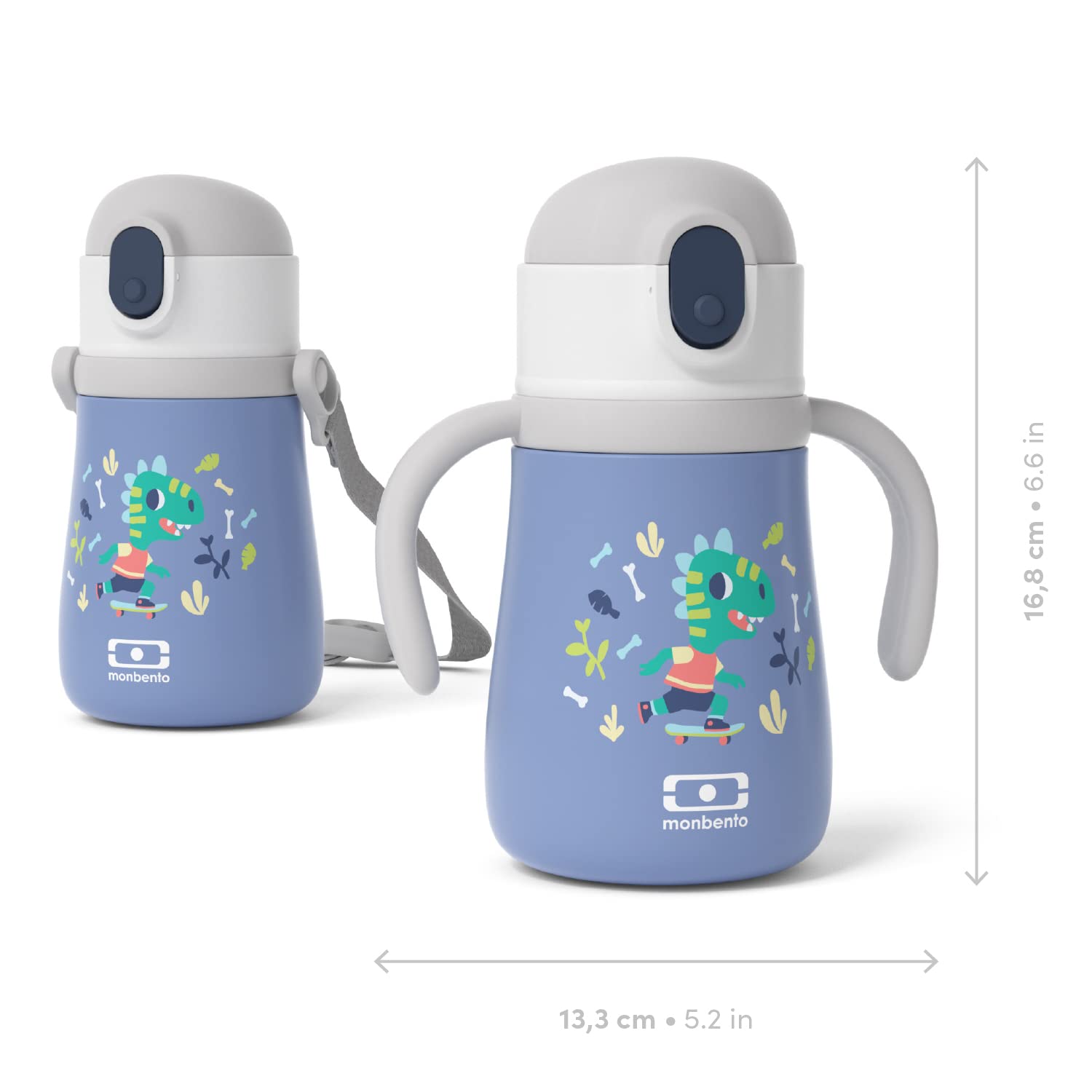 monbento-mb-stram-dino-gourde-isotherme-enfant-360ml-bleue image 2