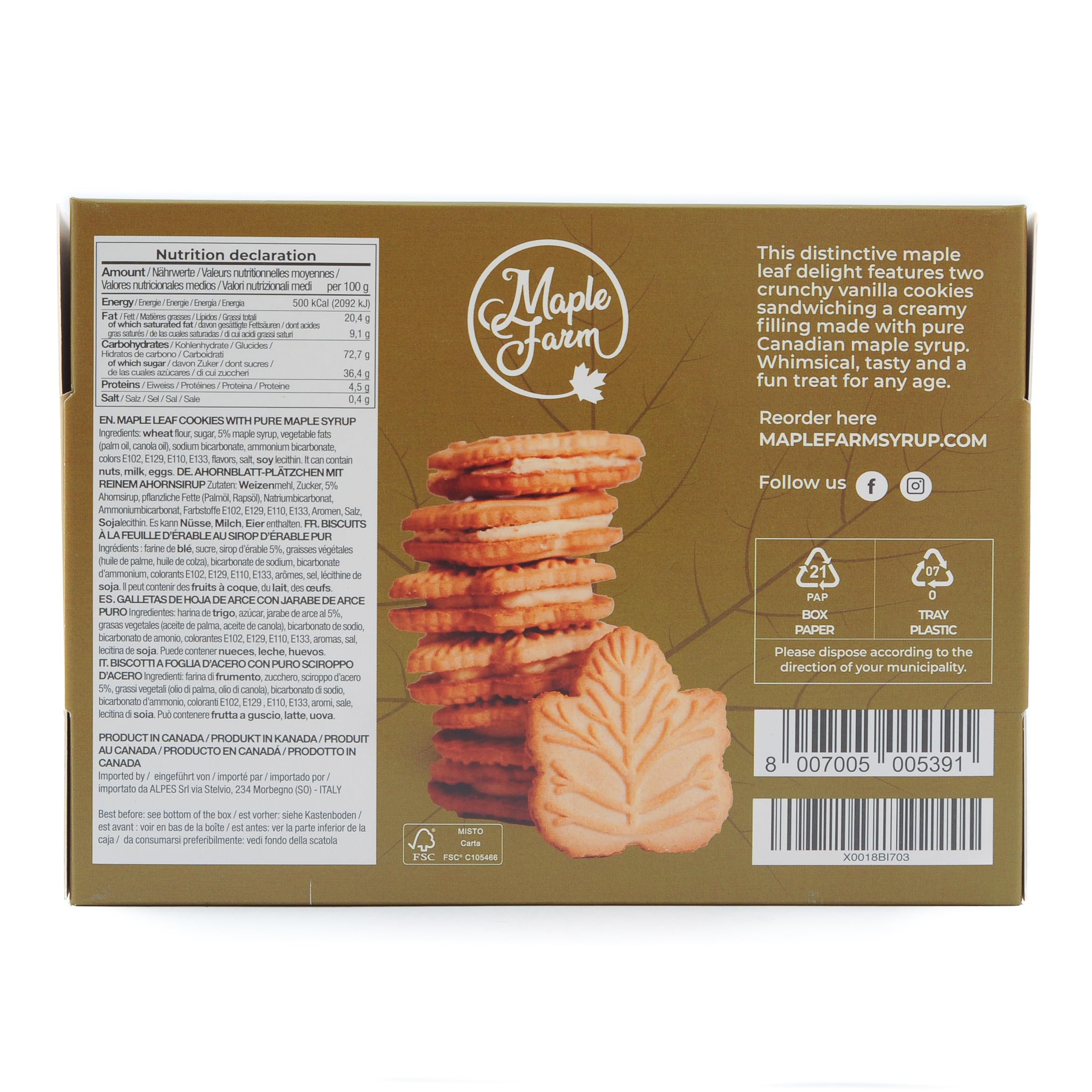 maplefarm-biscuits-feuille-d-rable-fourr-s-325-g image 2