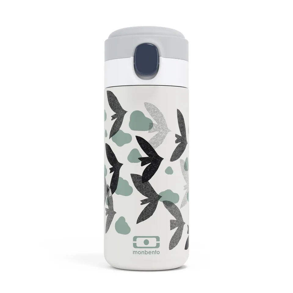 monbento-mb-pop-gourde-isotherme-360ml-birds-vert-inox image 1