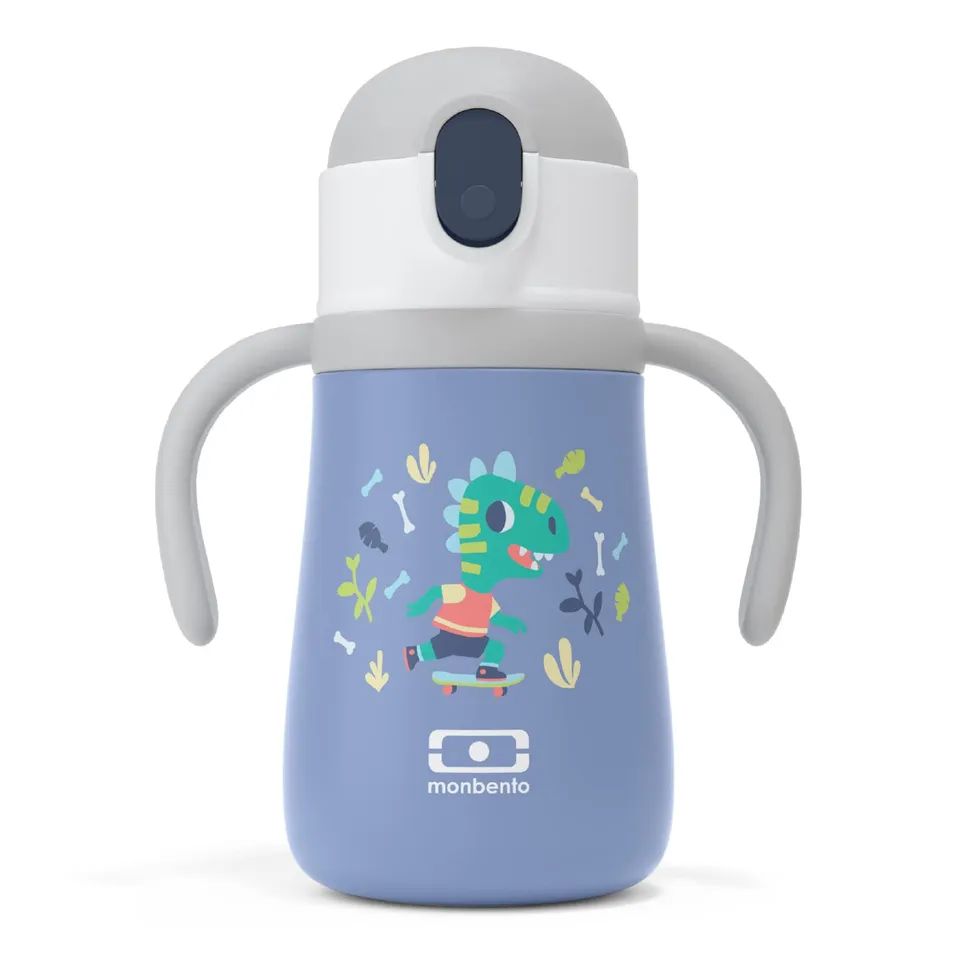 monbento-mb-stram-dino-gourde-isotherme-enfant-360ml-bleue image 1