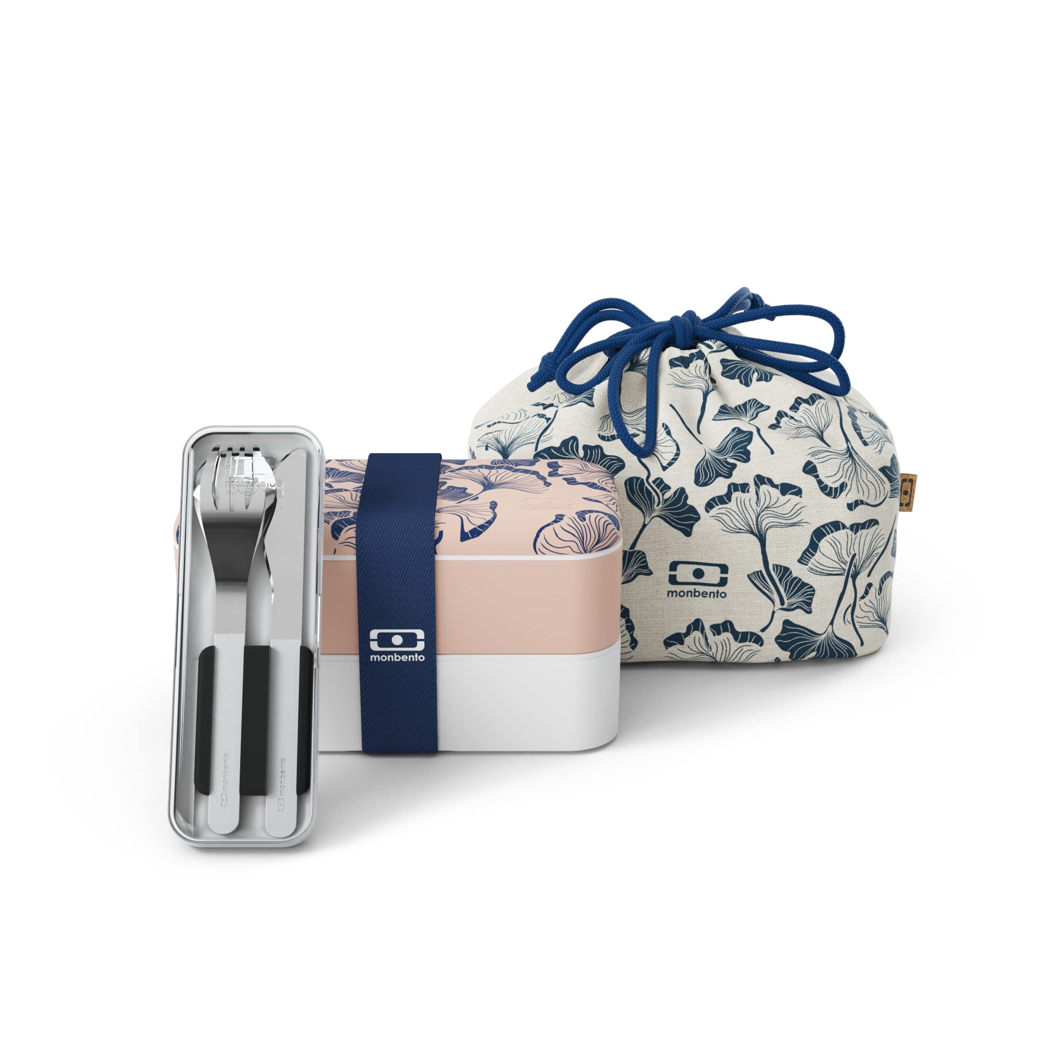 monbento-set-ginkgo-bento-original-couverts-pochette-rose image 1