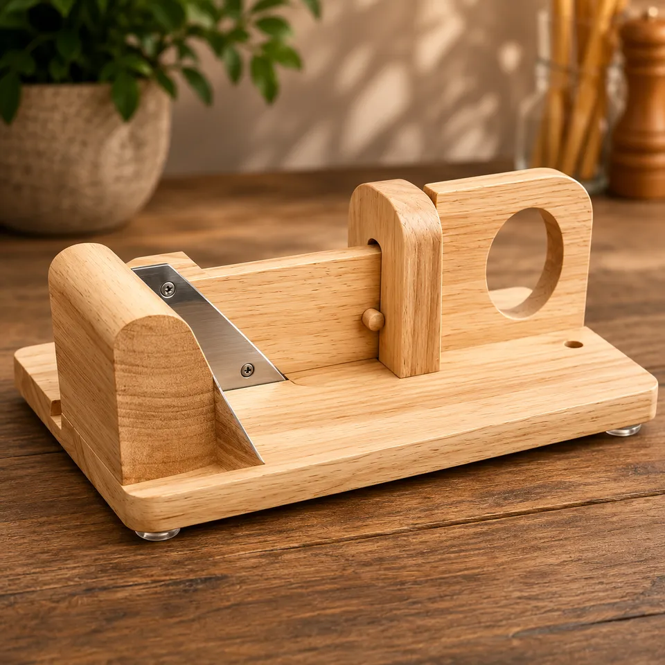 trancheuse-saucisson-guillotine-bois-naturel-28-cm image 1