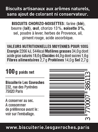 les-gavroches-biscuits-ap-ritifs-chorizo-noisettes-100-g image 2