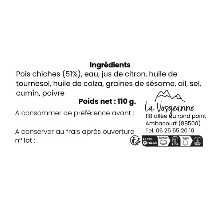 la-vosgeanne-houmous-pois-chiches-tartinade-110-g image 2